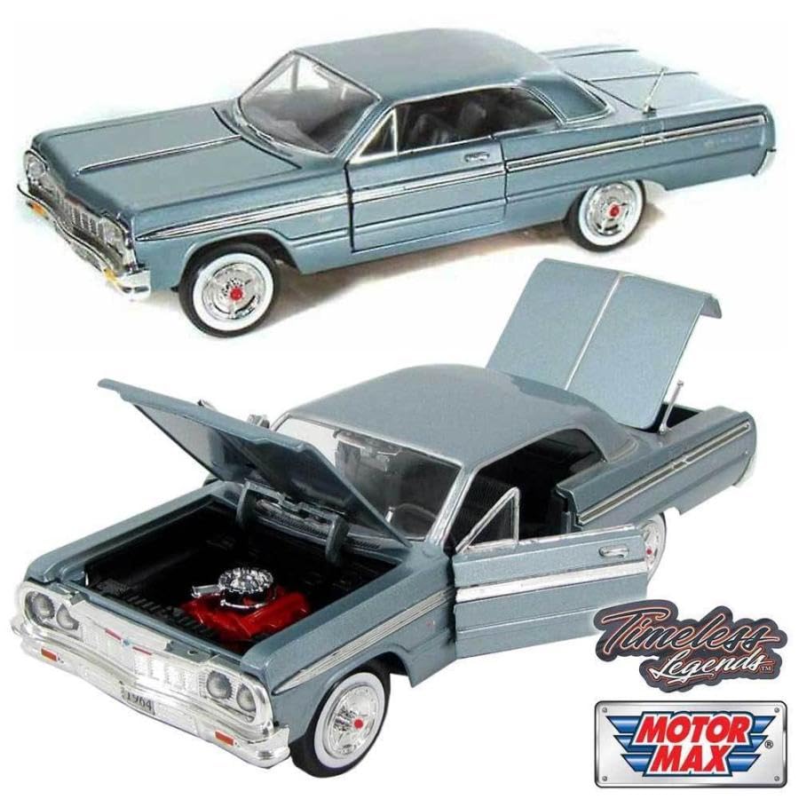 MOTORMAX 1/24 Scale 1964 Impala Diecast Model Car (Light Blue Metallic) [Parallel Import]