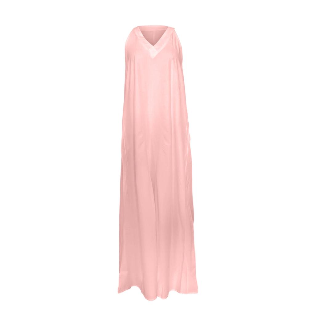 Women's Fashionable Casual Sleeveless Loose Pocket Long Dress