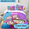 Custom Name 3PCS Friendship Adventure OddParents Bedding Set, Including 1pc Duvet Cover And 2pcs Pillowcases, Suitable for Dorms and Bedrooms Gift