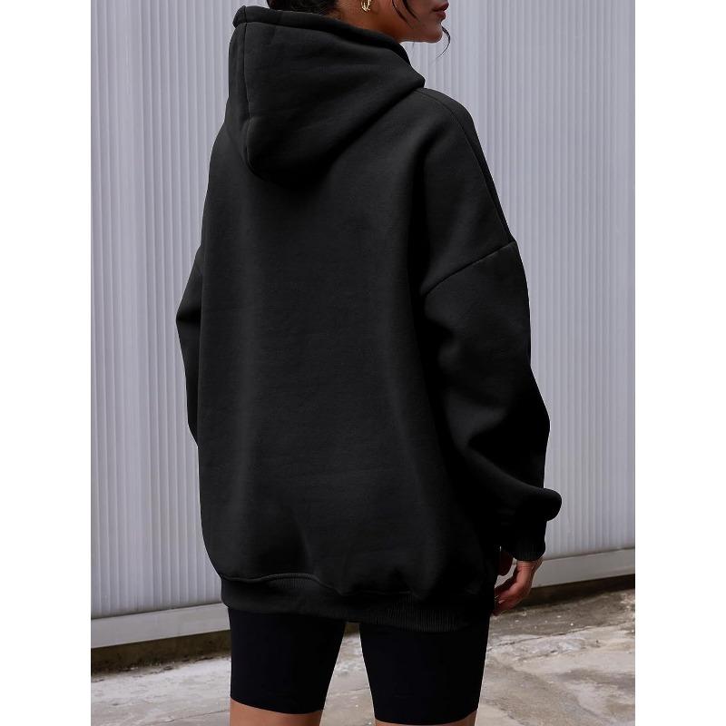Women's Fashion Casual Solid Color Print Long Sleeve Hooded Hoodies & Sweatshirts