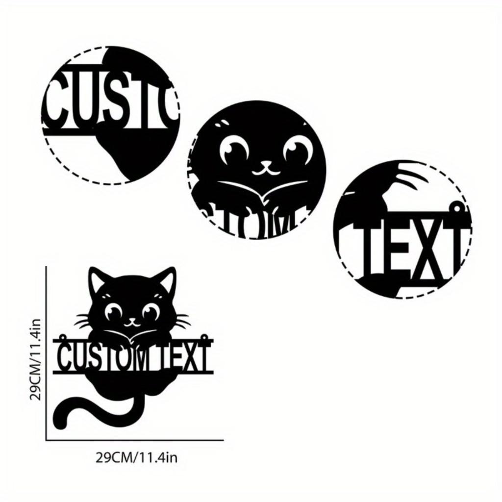 Customized Cat Metal Wall Sign, Personalized Art for Cat Lovers, Charming Hanging Decor