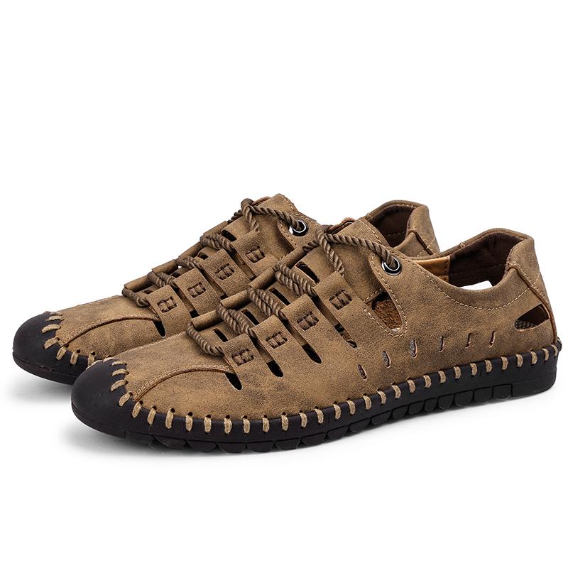 Big Size 38-48 Summer Cool Hand Sewn  Beach Boy Sandals Luxus Walking Hiking Men's Shoes Tênis Masculino Designer Free Shipping