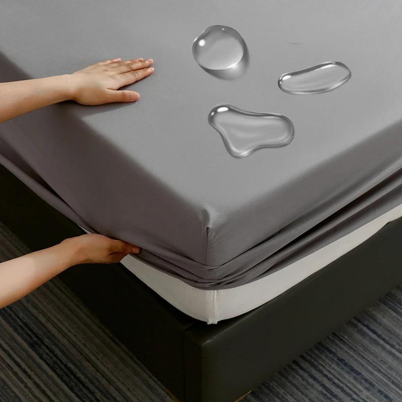 Waterproof Bed Sheet Bedcover Solid Color Bed Protector Cover Mattress Topper Quilted Cotton Waterproof Bed Sheet