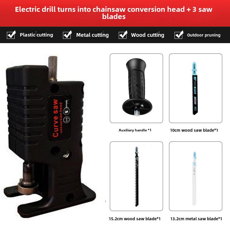 

Головка для преобразования электрической дрели в пилу для ручной возвратно-поступательной деревообрабатывающей пилы