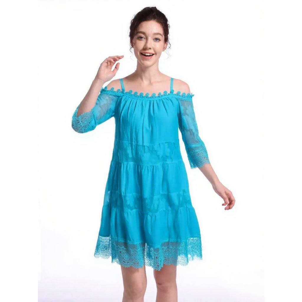 Princess-style Dress, Off-the-shoulder Lace Halter Dress, Fashionable Solid Color Loose Dress