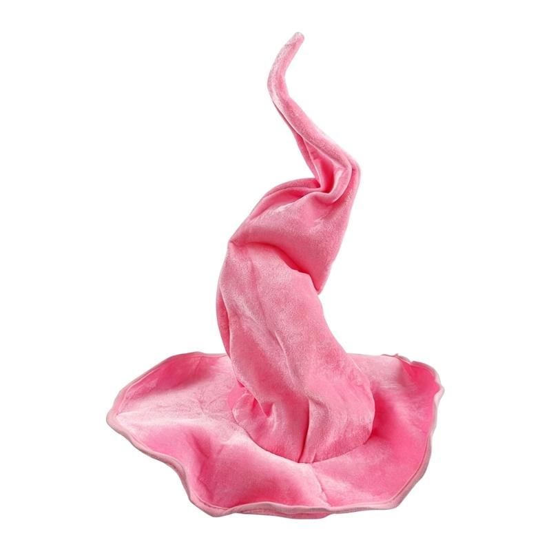 Costume Witch Hat for Halloween Event, Soft Fabric Wide Brims Dressing-Up Hat with Twist Crowns for Themed Performances