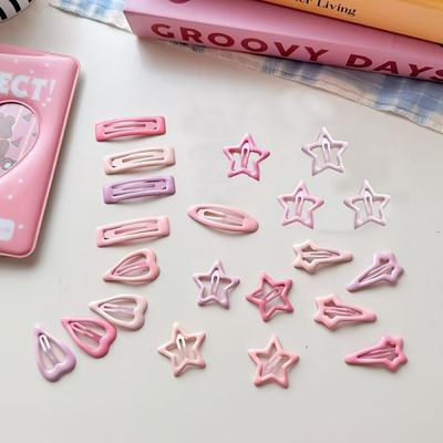 16pcs Mixed Pack Of Light Pink Purple Heart-Shaped And Bow-Shaped Hair Clips Daily ,Suitable For Girls As Party Holiday Gifts.
