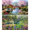 2pcs Landscape 5D DIY Full Drill Round Diamond Painting Kit for Home Wall Decor