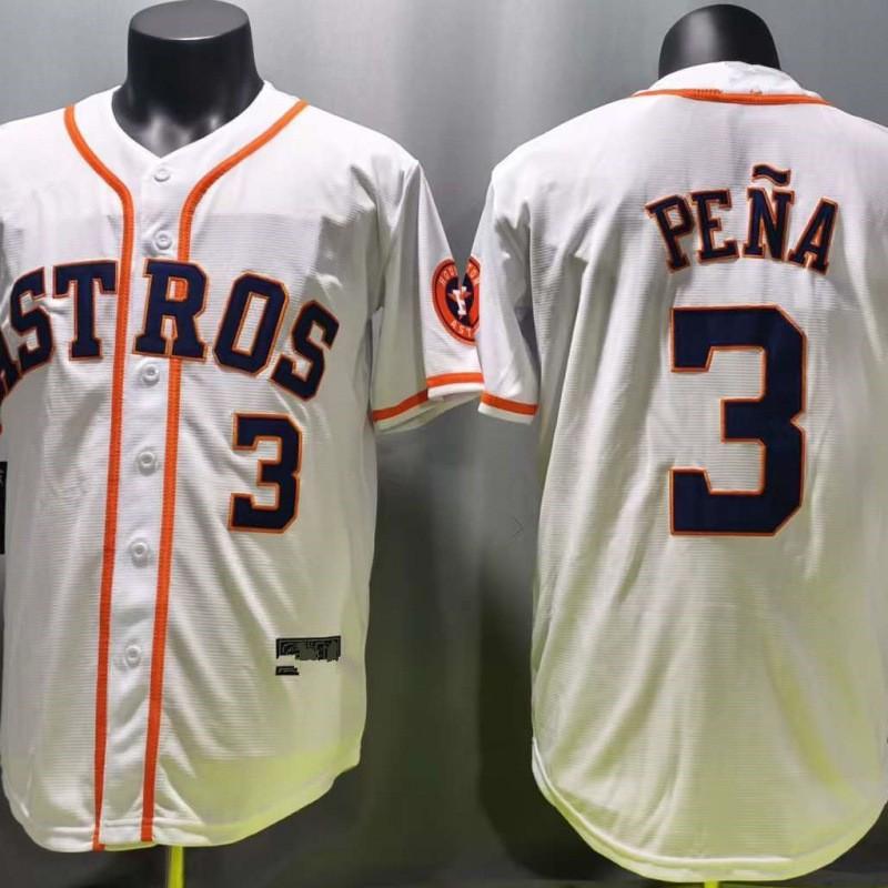 Houston Astros 3 Pena White Embroidered Fan Baseball Jersey Short Sleeve Unisex