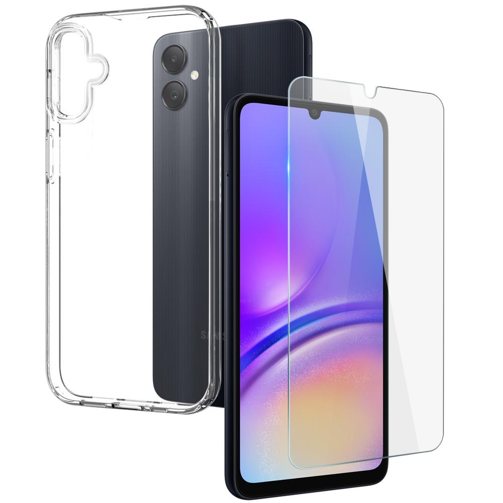 NORTHJO For Samsung Galaxy A05 4G Clear Case TPU Phone Cover with Tempered Glass Film
