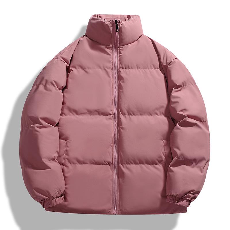 Men's Korean Autumn/Winter Casual Solid Color Short Cotton Jacket with Stand Collar.
