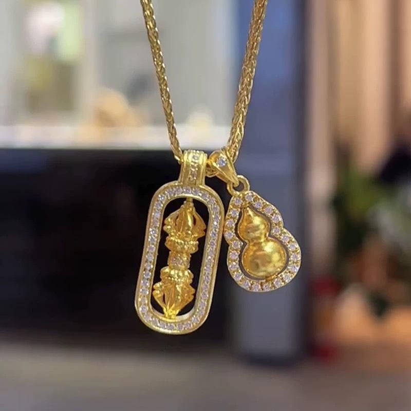 Chopin Necklace: Pixiu Vajra Diamond Gourd Pendant Layered Clavicle Chain