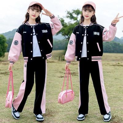 Girls Autumn Suit Teen Clothes Set Korean Long Sleeve Printed Pants Outfit Children Loungewear Jacket