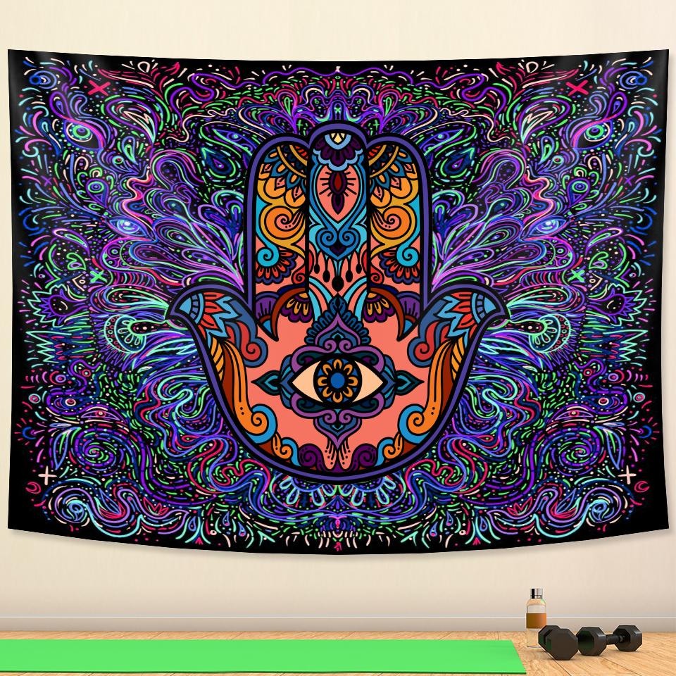 Lucky Hand Home Decoration Tapestry Wall Hanging Mandala Witchcraft Tapestry Yoga Mat Bohemian Upholstered Sofa Blanket