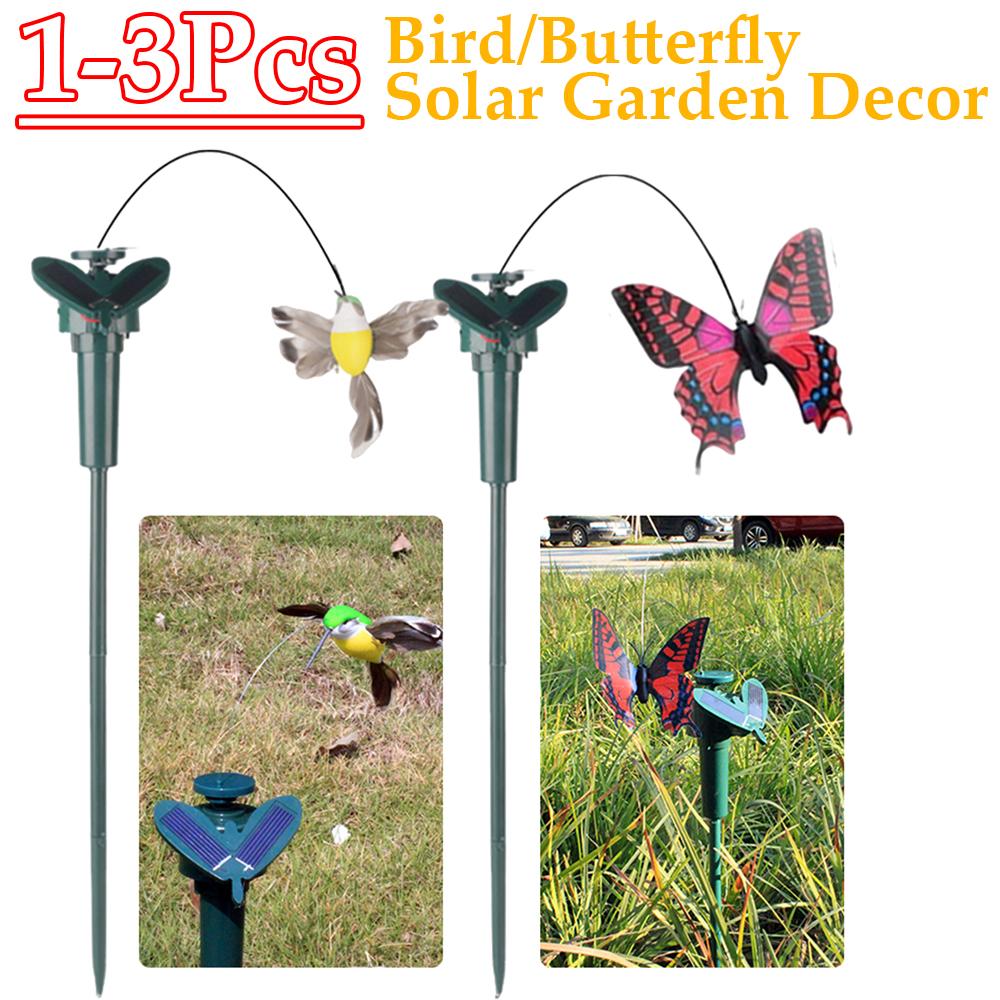 Solar Powered Flying Wobble Solar Flying Bird Butterfly Artificial Fake Hummingbird Dancing Fluttering Butterflies Garden Decor