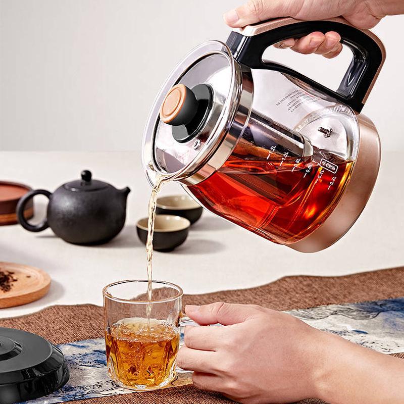Korean Style Automatic Glass Kettle: Black & Flower Tea Maker, Multi-functional, Household.