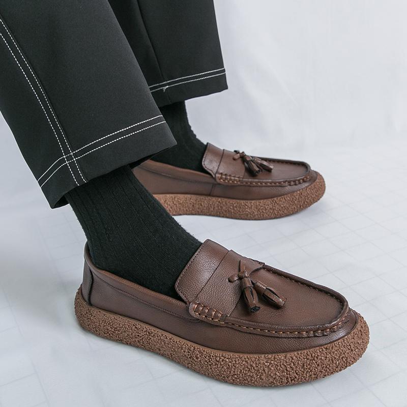New Men Business Loafers American One-foot Casual Comfortable and Fashionable Brand Leather Shoes Size 38-44 Men Shoes
