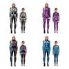 Spooky Skeleton Print Long-sleeved Jumpsuit Halloween Costume For Adults Kids