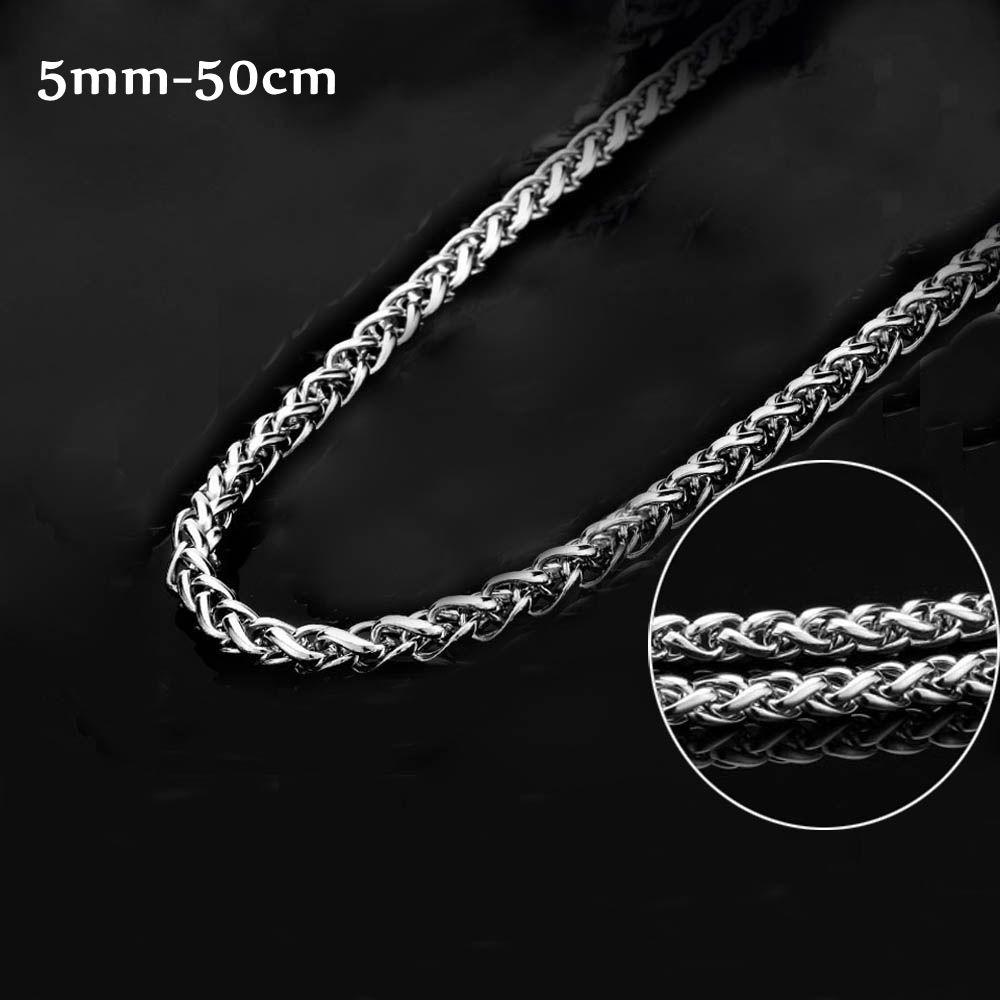 Cool Choker Silver Color Stainless Steel Necklace Metal Collar Heavy Link Braided Wheat Chain