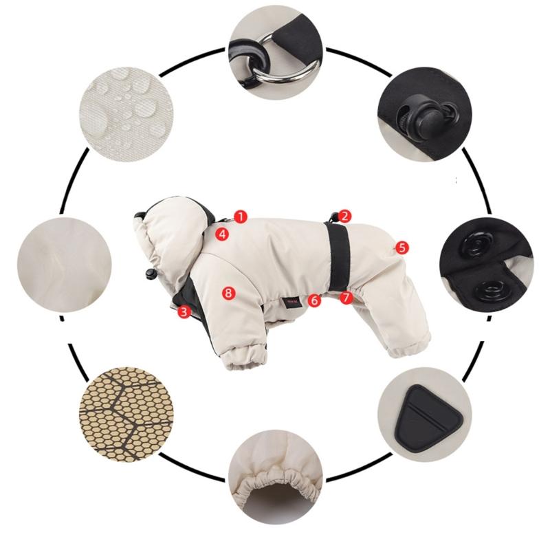 Waterproof Winter Dog Coat with Four Leg Design Fashion Down Jackets For Cold Weather Outdoor Activity Breeds Outerwear