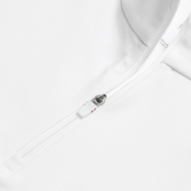 Fila Tennis Casual Sport Simple Half-Zip Knitted Long Sleeve T-Shirt Men Tops Jade-White A11M543203FWT