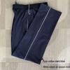 Pure Cotton School Uniform Pants with Two Stripes - Dark Blue and White, for Primary To High School Students