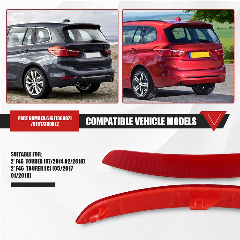 1Pair For BMW 2 Series F45 F46 New Rear Bumper Reflector Light 61617360871, 61617360872 красный