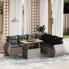 7 Piece Garden Sofa Set with Cushions Grey Poly Rattan