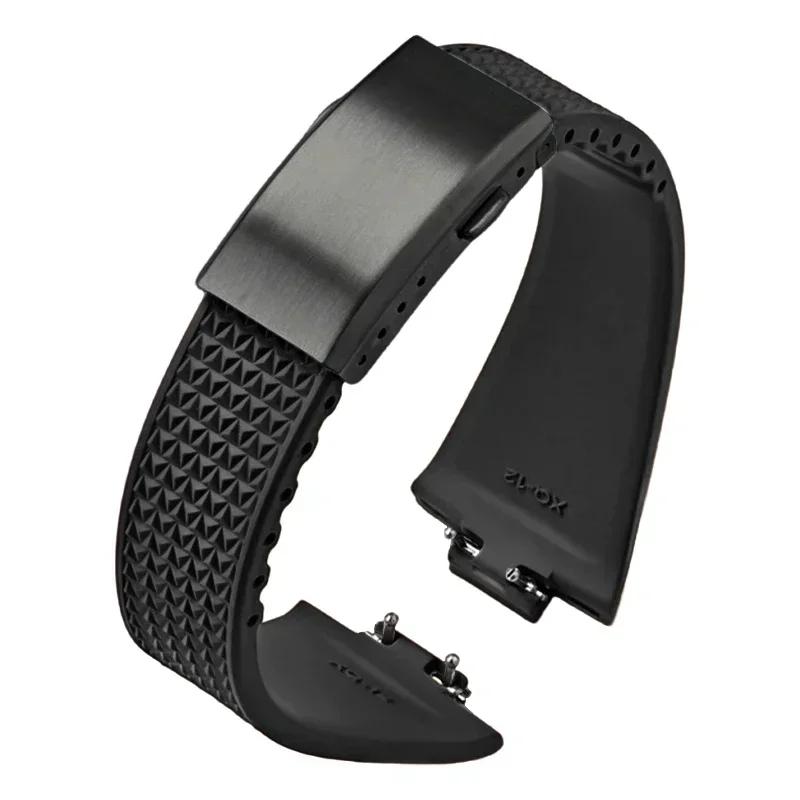 Fluoro Rubber Strap for Tissot PRX Series Super Player 35mm 40mm FKM Women Men Quick Release Folding Buckle Watch Band 11mm 12mm