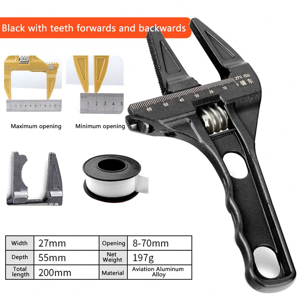 Adjustable Spanner Large Opening Bathroom Spanner Wide Jaw Aluminium Spanner Handle Plumber Hand Tool Home Improvement Tool