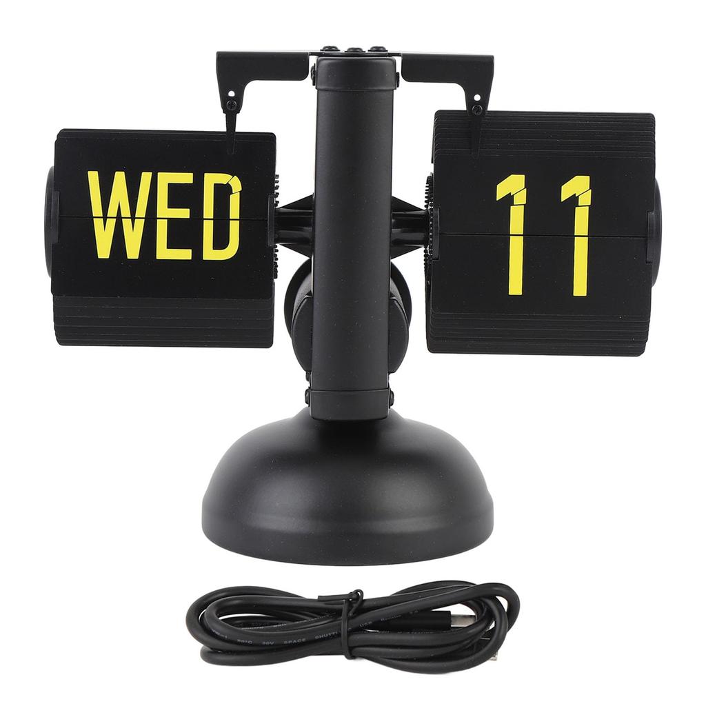 Retro Flip-Down Clock, Classic Mechanical Auto Flip Desk Table Clock, Battery-Powered, Built-in Gear-Operated Clock, for Multiple Home Office Decorati