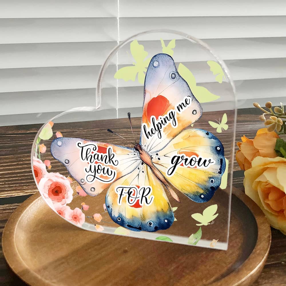 Butterfly Growth Desk Decor. Unique "Thank You for Helping Me Grow" Gift for Teachers & Women.