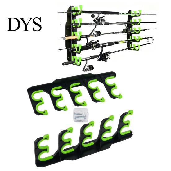 Garage Rod Storage Solutions 2Pcs Wall Mount Fishing Holder, 5 Pole Display Mounted Rack for Shed, Horizontal Organizer Stand Heavy Duty