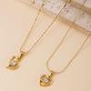 18K Zirconia Hollow Heart Pendant Necklace with Stainless Steel Chain for Women