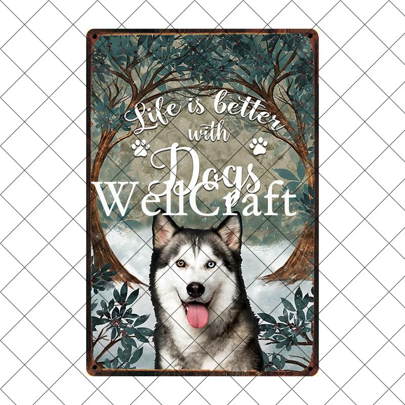 Wellcraft Pet Husky Dog Are Your Friend Wine Cafe Bath Shop Art Metal Tin Sign Wall Poster Iron Painting Pub D CM