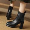 Trendy Black Short Fashion Boots With Round Toe And Waterproof Platform For Women