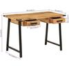 Desk - VIDAXL - Solid Mango Wood Study Table - 2 Drawers - Contemporary Style - 120x60 Cm