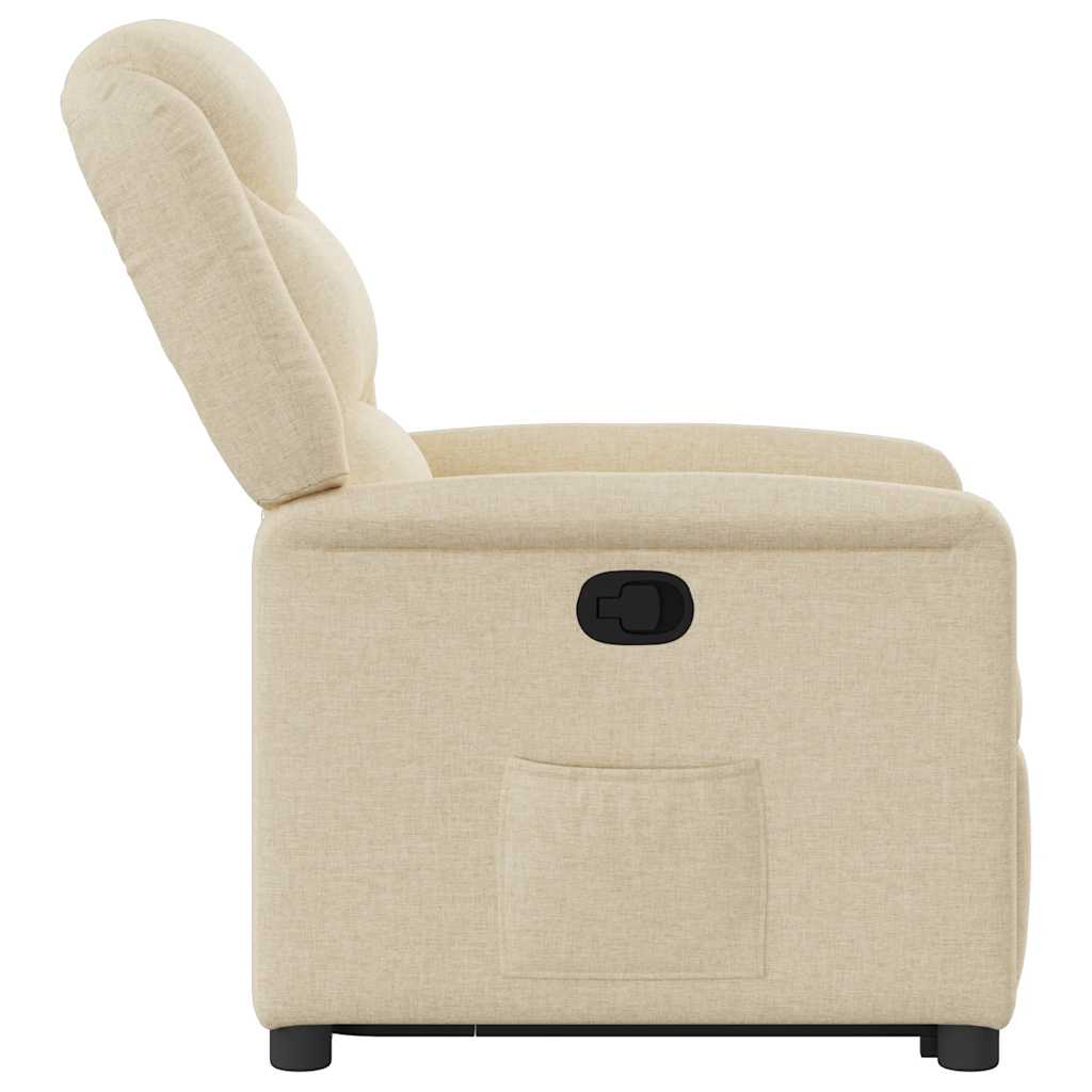 Cream Fabric Recliner with Rising Function