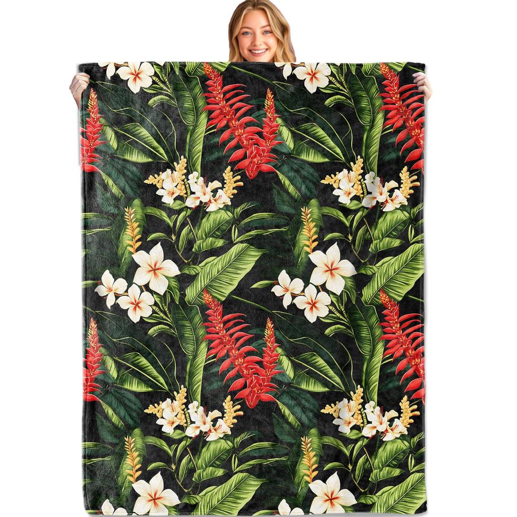 Tropical Palm Leaves Throw Blanket Ultra Soft Warm Lightweight Cozy Plush Blanket for Bed Chair Car Sofa Couch Bedroom Dorm