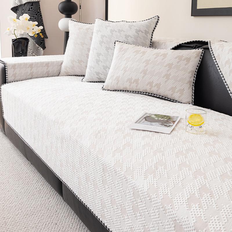 Funda   Summer Home Cool Feeling Slipcover Non-slip Ice Silk Houndstooth Sofa Cushion Couch Sofa Cover