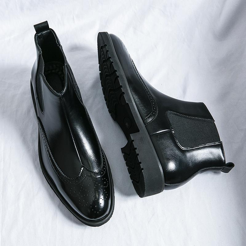 Men's Chelsea Boots: Color-Rubbed High-Top Leather, Outdoor Lace-Up, Plus Size, Autumn/Winter Fashion