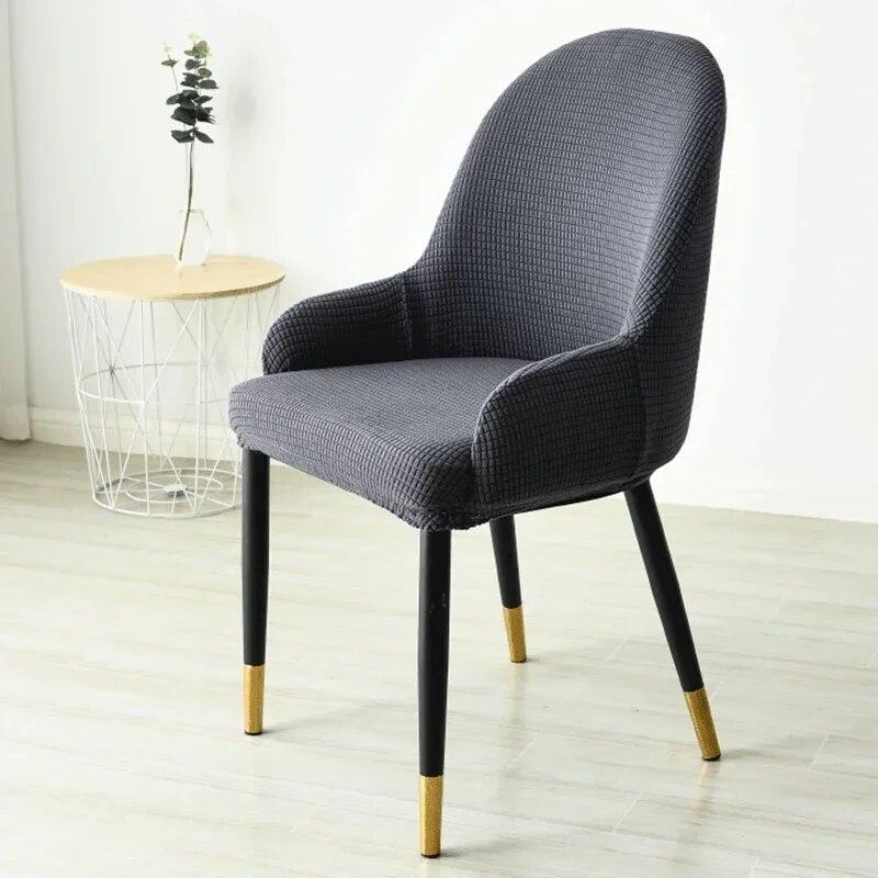 1/2/4/6pcs Polar Fleece Dining Chair Cover Elastic All-inclusive Solid Color Curved Back Chair Slipcovers Furniture Protector