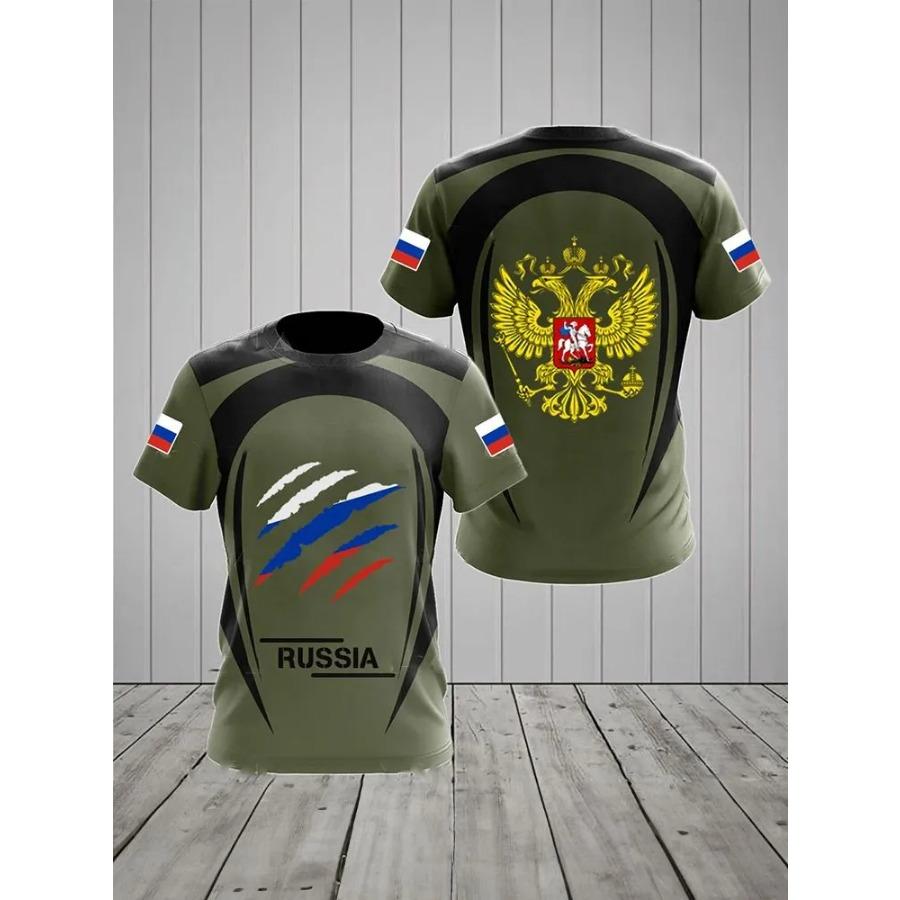 

Мужская футболка с принтом флага русского медведя, с коротким рукавом, топ для отдыха, 3D, повседневная, модная, уличная, полиэстер, мужская футболка, футболка, мужская винтажная одежда 6XL