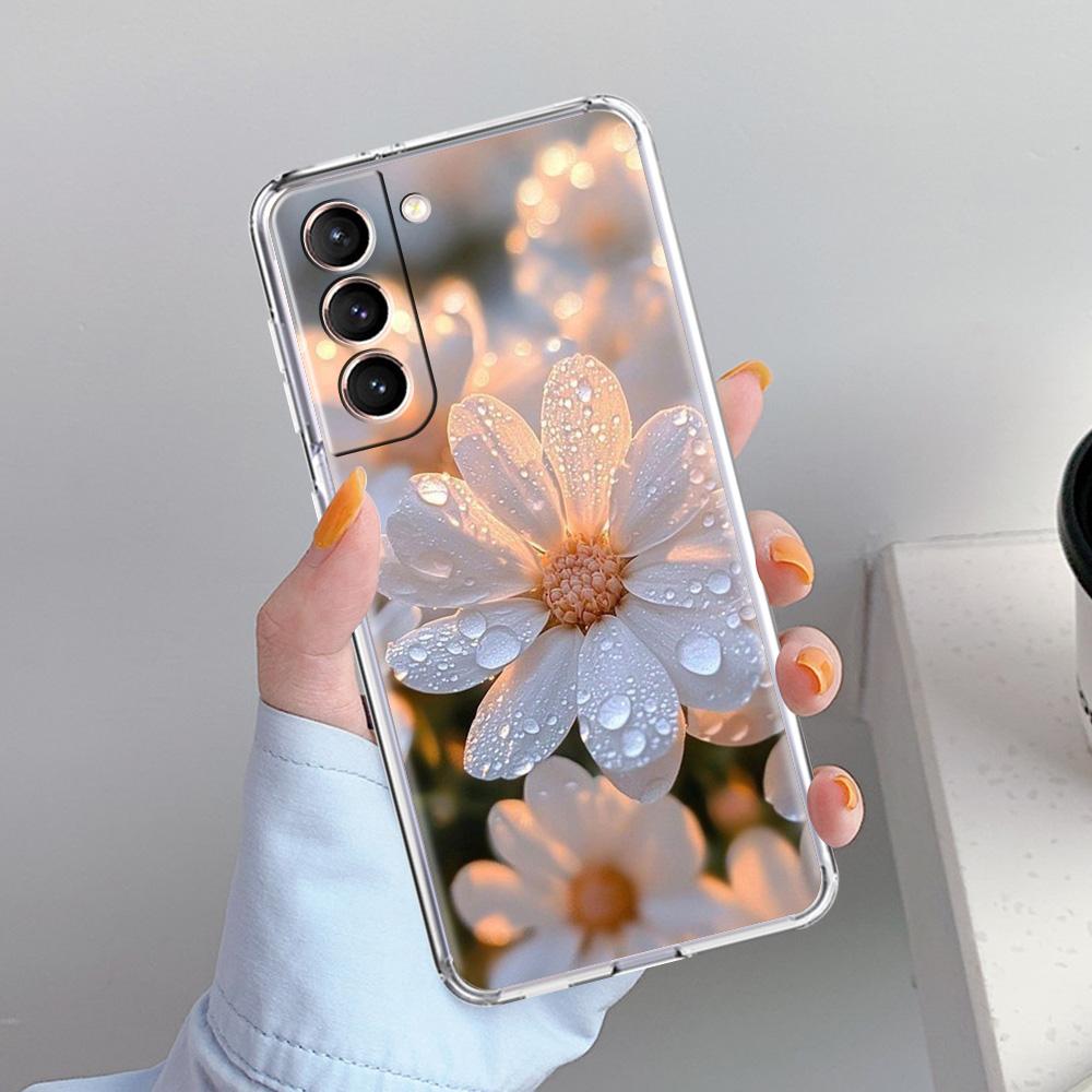 Phone Case For Samsung Galaxy S26 S25 S24 S23 S22 Ultra S20 S21 FE 5G Plus Soft Clear Cover Soft Pale Little Flower
