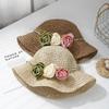 Women's Summer Hat Flower Straw Sun Hat Lady Breathable Sunshade Foldable Seaside Holiday Beach Accessories Korean Style New