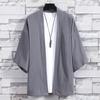 Kimono pentru bărbați Jachete japoneze cu cusături deschise Cămașă casual din bumbac cu mâneci 3/4 Haina deschisă în față Topuri ușoare de in