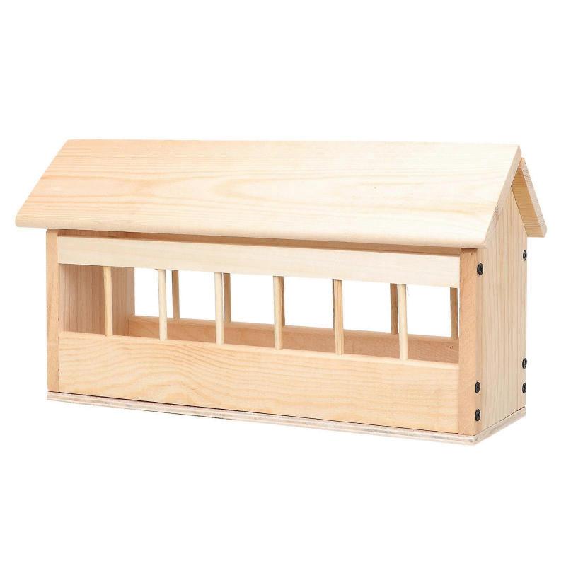 Wooden Automatic Pigeon Feeder Trough with Splash Design, Durable Multi Hole Bird Feeding Dish for Bird Lovers