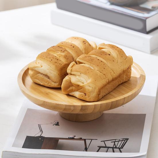 Wooden Dinner Plate Round Serving Platter High Stand Sushi Dish Food Serving Trays for Fruits Salads Dessert Bread Cake