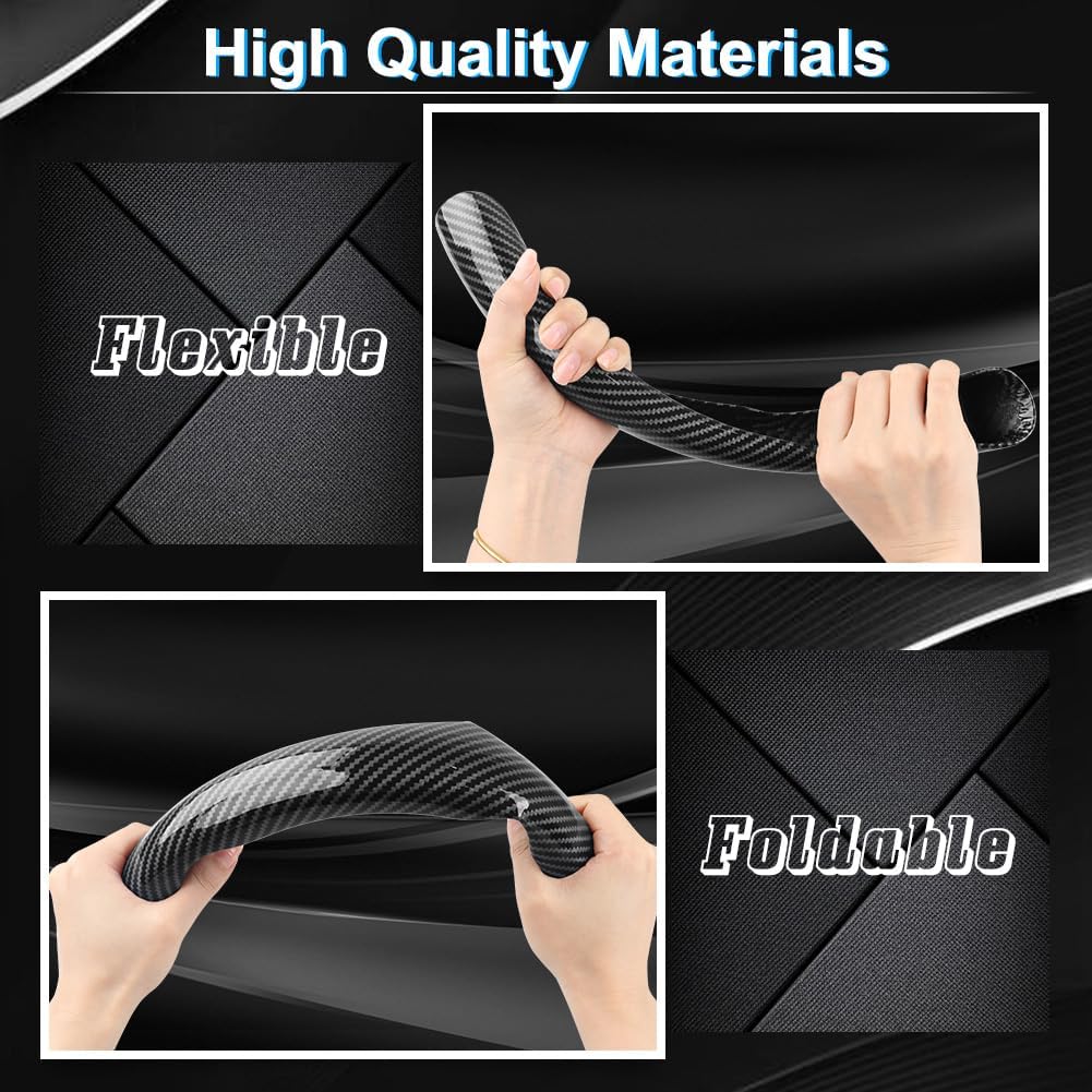 Carbon Fiber Steering Wheel Cover 3PCS, Non-Slip Grip For Universal Cars,Fit For 14–16 Inch Wheels, Interior Accessories For Cars Trucks (Black)