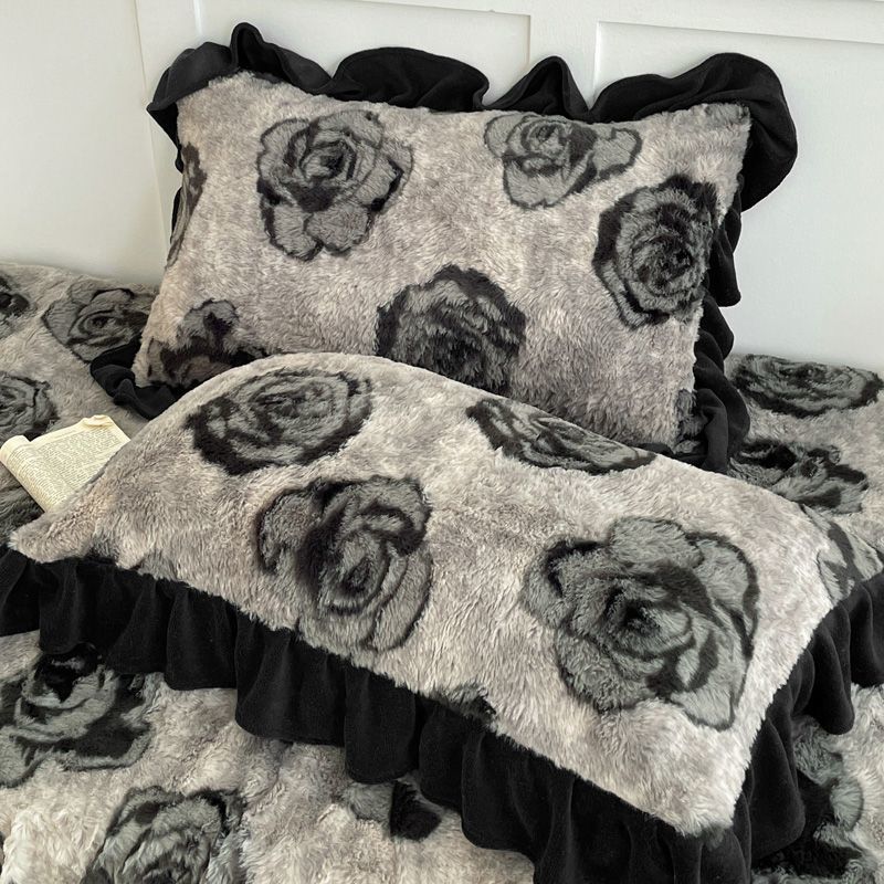 1PC Thickened Pillow Set Lace Pillow Cover Single Thickened Warm Milk Fleece Pillowcase